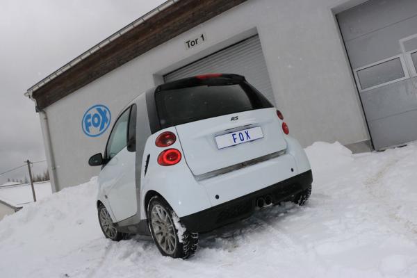 Fox Endschalldämpfer für Smart Fortwo Coupe 451 mit Brabus Stoßstange – Ausgang mittig – 2x80 mm (Typ 14)