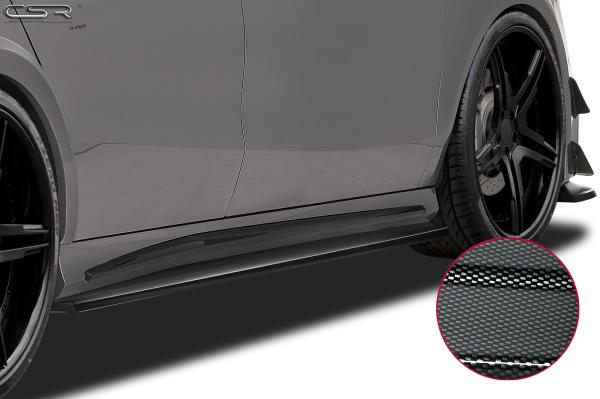 CSR Seitenschweller mit ABE für Mercedes-Benz CLA C117 X117 SS448-C Carbon Look Hochglanz (keine Lackierung erforderlich)