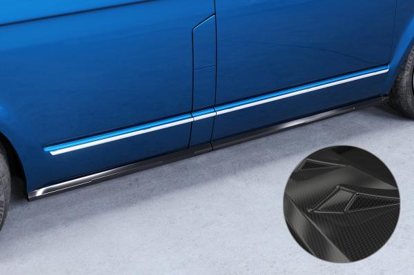 CSR Seitenschweller mit ABE für VW T5 / T6 / T6.1 Bus SS476-C Carbon Look glänzend (keine Lackierung erforderlich)