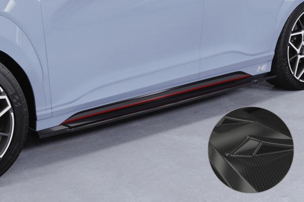 CSR Seitenschweller mit ABE für Hyundai Kona (1.Gen) N/N-Line SS577-C Carbon Look Hochglanz (keine Lackierung erforderlich)