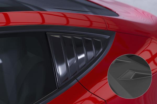 CSR Seitenscheibenblenden mit ABE für Tesla Model 3 SSB005-L Lackierung erforderlich (schwarz matt)