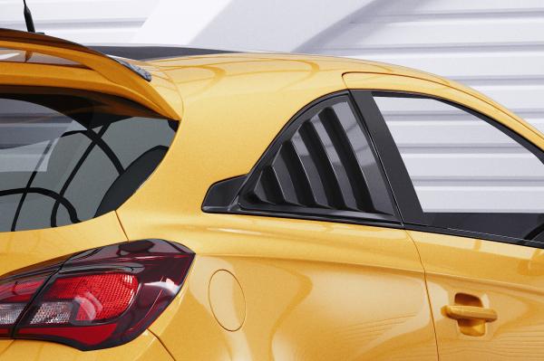 CSR Seitenscheibenblenden mit ABE für Opel Corsa E 3-Türer SSB007-L schwarz matt (Lackierung erforderlich)