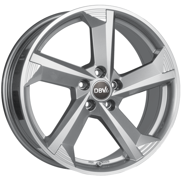 DBV Alufelge Torino III hyper silber, front poliert 8x18 ET45 5x114.3 Nabe 71.6mm KBA 53626