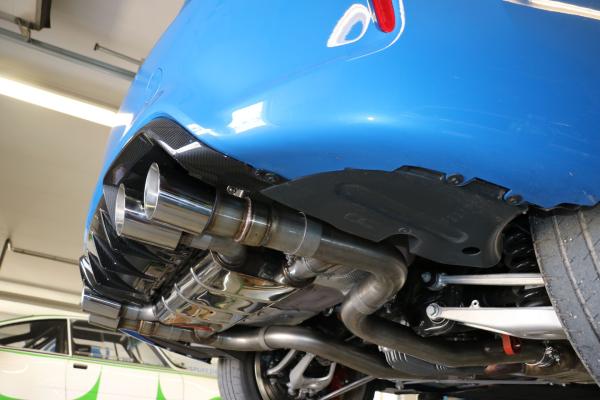 Fox Endschalldämpfer quer 2x90 Typ 25 rechts/links mit Abgasklappen für BMW M2 F87 Competition/CS – Edelstahl, Rohr 70 mm, EG-Gutachten