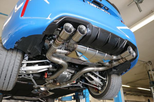 Fox Endschalldämpfer quer 2x90 Typ 25 rechts/links mit Abgasklappen für BMW M2 F87 Competition/CS – Edelstahl, Rohr 70 mm, EG-Gutachten