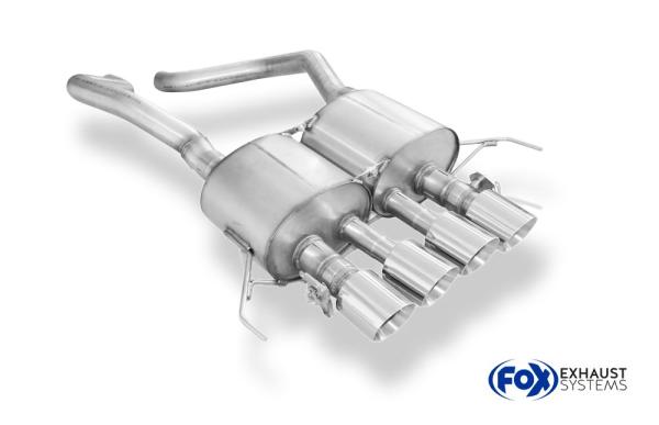 Fox Endschalldämpfer mittig 4x100 Typ 25 für Corvette C7 / Z06 – Edelstahl, Rohr 70 mm, EG-Gutachten