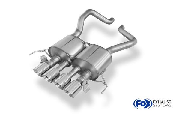 Fox Endschalldämpfer mittig 4x100 Typ 25 für Corvette C7 / Z06 – Edelstahl, Rohr 70 mm, EG-Gutachten