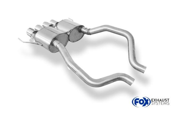 Fox Endschalldämpfer mittig 4x100 Typ 25 für Corvette C7 / Z06 – Edelstahl, Rohr 70 mm, EG-Gutachten