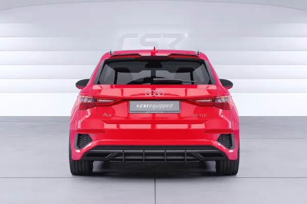 CSR Dachfinnen mit ABE für Audi A3 / S3 / RS3 (8Y) Sportback DF041-S Strukturiert schwarz matt (keine Lackierung erforderlich)