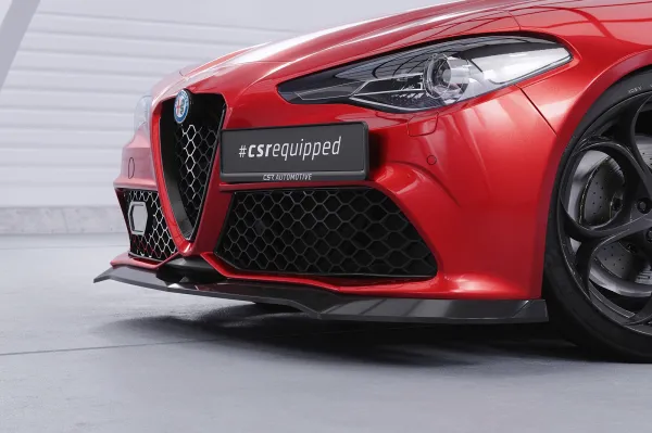 CSR Frontspoiler | Cup-Spoilerlippe mit ABE für Alfa Romeo Giulia (952) Veloce CSL782-C Carbon Look Hochglanz (keine Lackierung erforderlich)