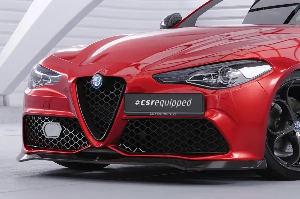 CSR Frontspoiler | Cup-Spoilerlippe mit ABE für Alfa Romeo Giulia (952) Veloce CSL782-C Carbon Look Hochglanz (keine Lackierung erforderlich)