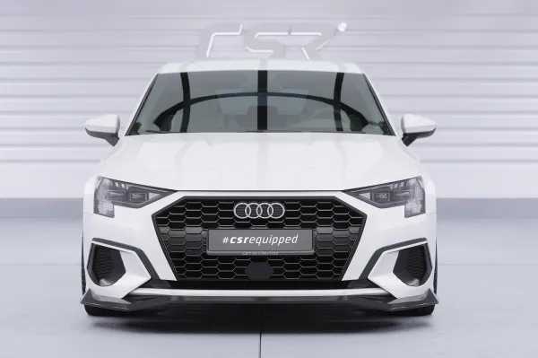 CSR Frontspoiler | Cup-Spoilerlippe mit ABE für Audi A3 8Y Sportback CSL927-C Carbon Look Hochglanz (keine Lackierung erforderlich)