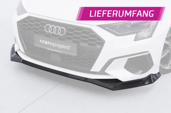 CSR Frontspoiler | Cup-Spoilerlippe mit ABE für Audi A3 8Y Sportback CSL927-L schwarz matt (Lackierung erforderlich)