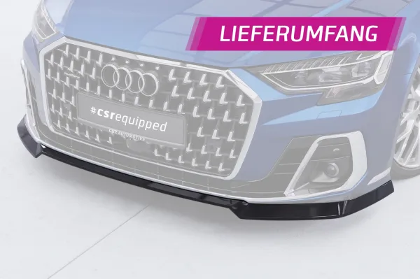 CSR Frontspoiler | Cup-Spoilerlippe mit ABE für Audi A8 D5 (Typ 4N/F8) CSL863-C Carbon Look Hochglanz (keine Lackierung erforderlich)