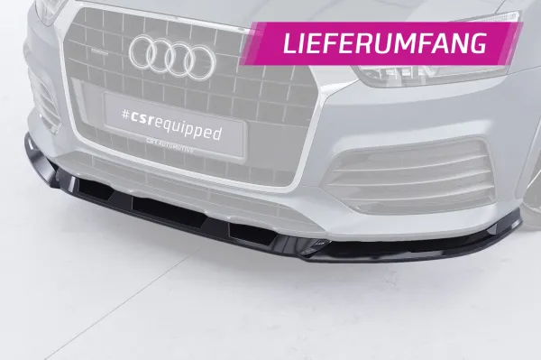 CSR Frontspoiler | Cup-Spoilerlippe mit ABE für Audi Q3 (8U) CSL570-L schwarz matt (Lackierung erforderlich)