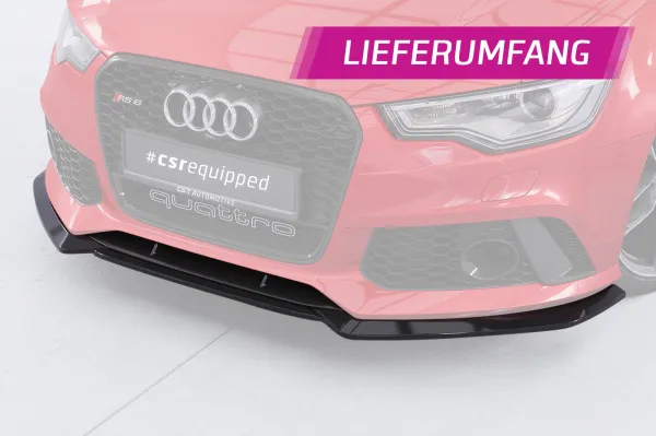 CSR Frontspoiler | Cup-Spoilerlippe mit ABE für Audi RS6 C7 CSL855-C Carbon Look Hochglanz (keine Lackierung erforderlich)