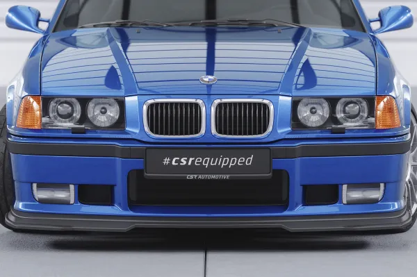 CSR Frontspoiler | Cup-Spoilerlippe mit ABE für BMW 3er E36 CSL755-C Carbon Look Hochglanz (keine Lackierung erforderlich)