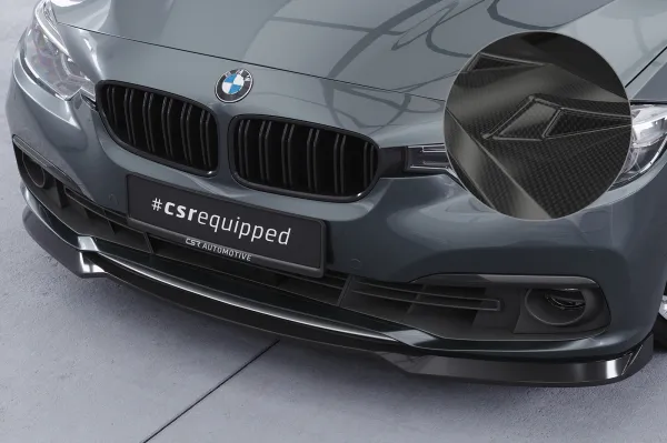 CSR Frontspoiler | Cup-Spoilerlippe mit ABE für BMW 3er F30/F31 LCI CSL604-C Carbon Look glänzend (keine Lackierung erforderlich)