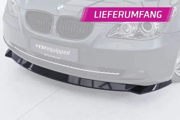 CSR Frontspoiler | Cup-Spoilerlippe mit ABE für BMW 5er E60 / E61 Facelift CSL467-G Glossy schwarz Hochglanz (keine Lackierung erforderlich)