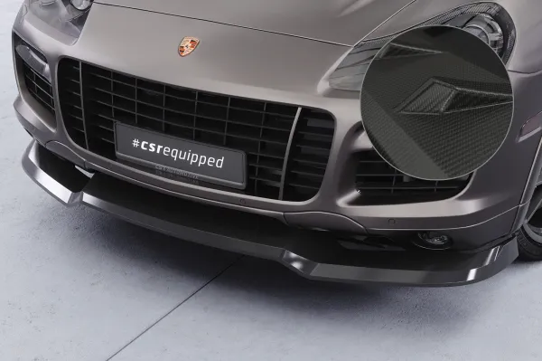 CSR Frontspoiler | Cup-Spoilerlippe mit ABE für Porsche Cayenne (Typ 9PA) CSL849-M Carbon Look matt strukturiert (keine Lackierung erforderlich)