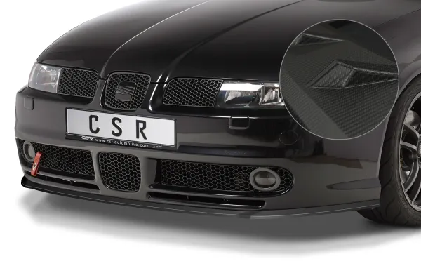 CSR Frontspoiler | Cup-Spoilerlippe mit ABE für Seat Leon 1 (1M) Cupra/Sport/FR CSL052-M Carbon Look matt strukturiert (keine Lackierung erforderlich)