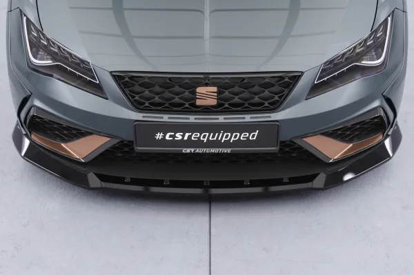 CSR Frontspoiler | Cup-Spoilerlippe mit ABE für Seat Leon 3 (Typ 5F) Cupra R  CSL885-C Carbon Look Hochglanz (keine Lackierung erforderlich)