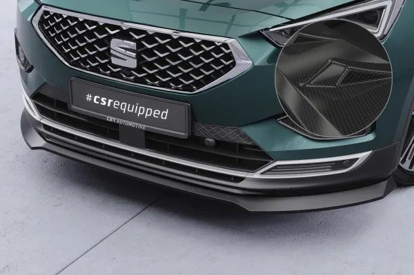 CSR Frontspoiler | Cup-Spoilerlippe mit ABE für Seat Tarraco CSL946-C Carbon Look Hochglanz (keine Lackierung erforderlich)