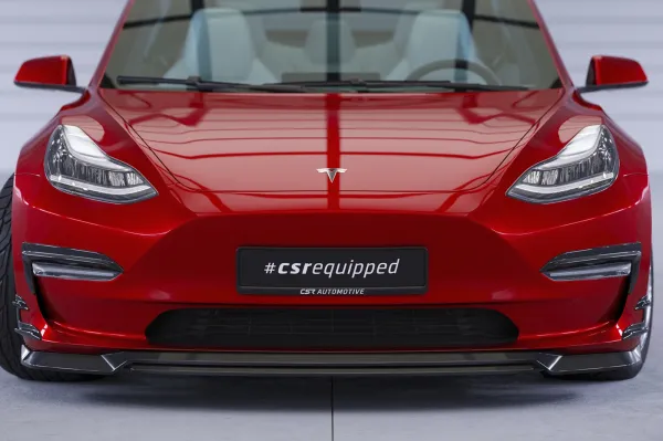 CSR Frontspoiler | Cup-Spoilerlippe mit ABE für Tesla Model 3 CSL701-S Strukturiert schwarz matt (keine Lackierung erforderlich)