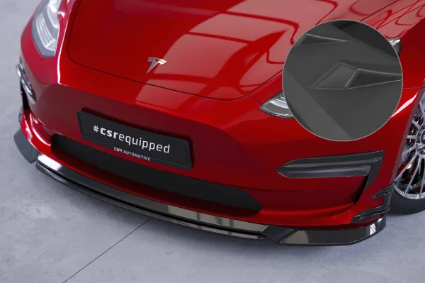 CSR Frontspoiler | Cup-Spoilerlippe mit ABE für Tesla Model 3 CSL701-L Lackierung erforderlich (schwarz matt)