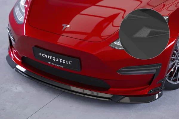 CSR Frontspoiler | Cup-Spoilerlippe mit ABE für Tesla Model 3 CSL701-S Strukturiert schwarz matt (keine Lackierung erforderlich)