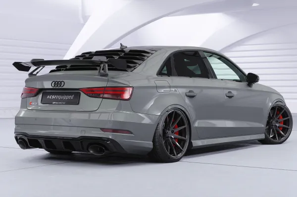 CSR Heckscheibenblende mit ABE für Audi A3 / S3 / RS3 (8V) Limousine HSB139-S schwarz matt strukturiert (keine Lackierung erforderlich)