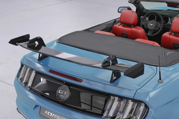 CSR Schwanenhals Heckflügel mit ABE für Ford Mustang MK6 Cabrio SHF047-D01-C mit Carbon-Flügelbrett