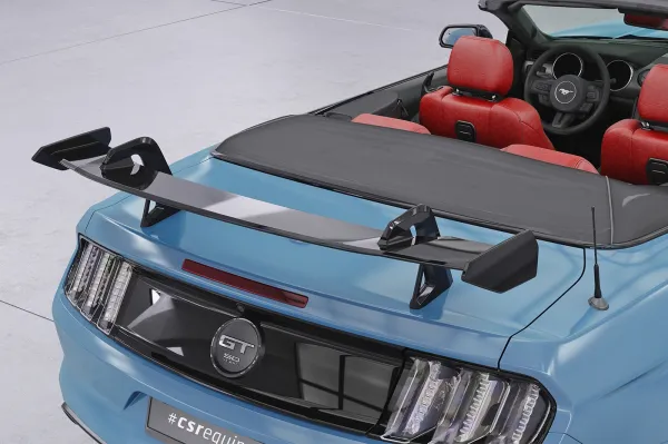 CSR Schwanenhals Heckflügel mit ABE für Ford Mustang MK6 Cabrio SHF047-D02-C mit Carbon-Flügelbrett
