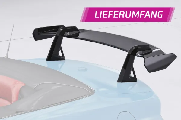 CSR Schwanenhals Heckflügel mit ABE für Ford Mustang MK6 Cabrio SHF047-D02-C mit Carbon-Flügelbrett