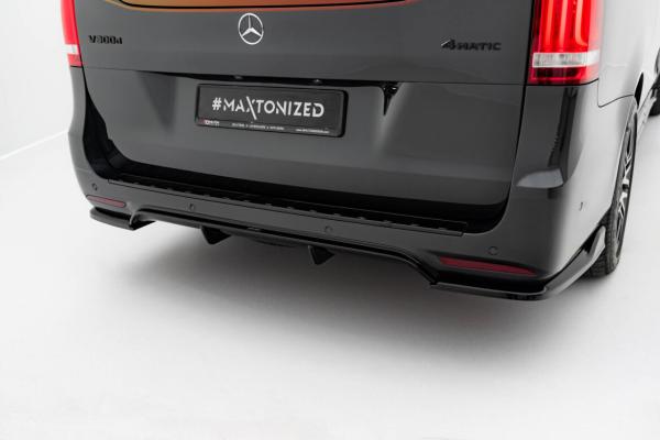 Maxton Design Diffusor Heck Ansatz für Mercedes-Benz V-Klasse AMG-Line W447 Facelift schwarz Hochglanz