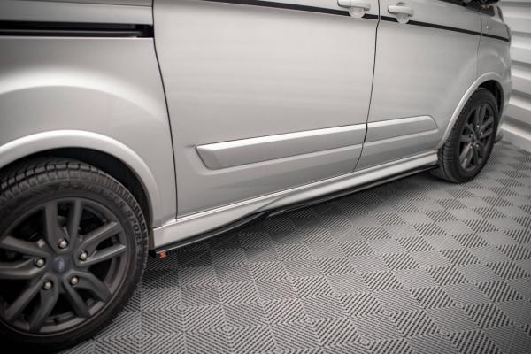 Maxton Design Seitenschweller Ansatz für Ford Transit Custom ST-Line Mk1 Facelift schwarz Hochglanz