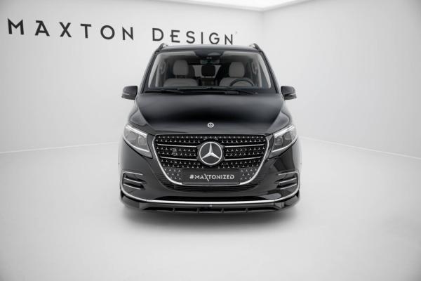 Maxton Design Front Ansatz für Mercedes-Benz V AMG-Line W447 Facelift 2 schwarz Hochglanz