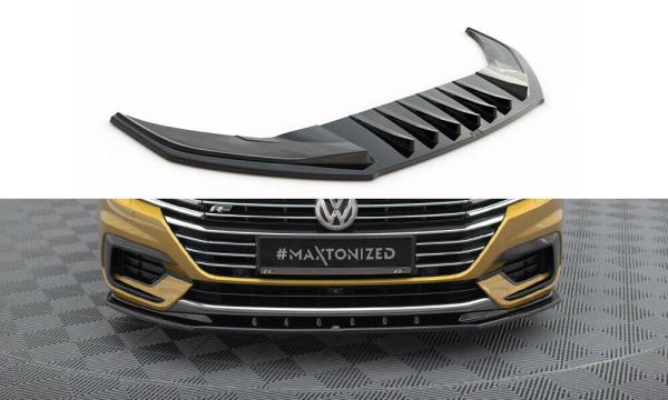 Maxton Design Front Ansatz V.3 für VW Arteon R-Line Limousine / Shooting Brake Mk1 schwarz Hochglanz