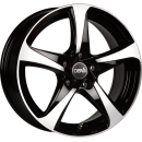 DBV Alufelge 5SP 001 schwarz glänzend, front poliert 6x15 ET38 5x100 Nabe 57.1mm KBA 51473